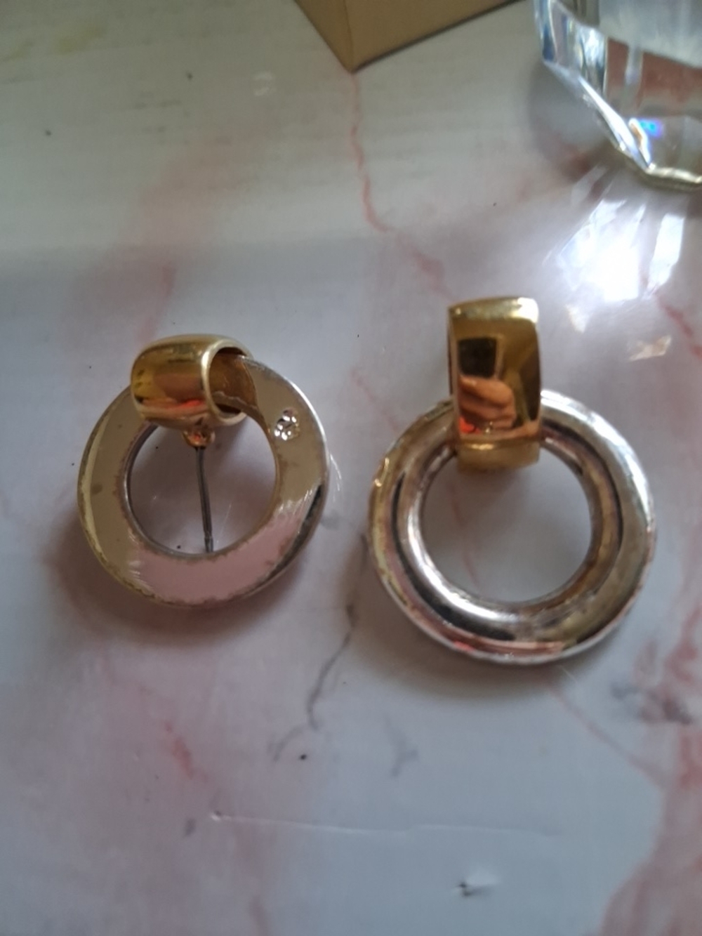 Ralph Lauren Gold Circular Drop Hoop Earrings